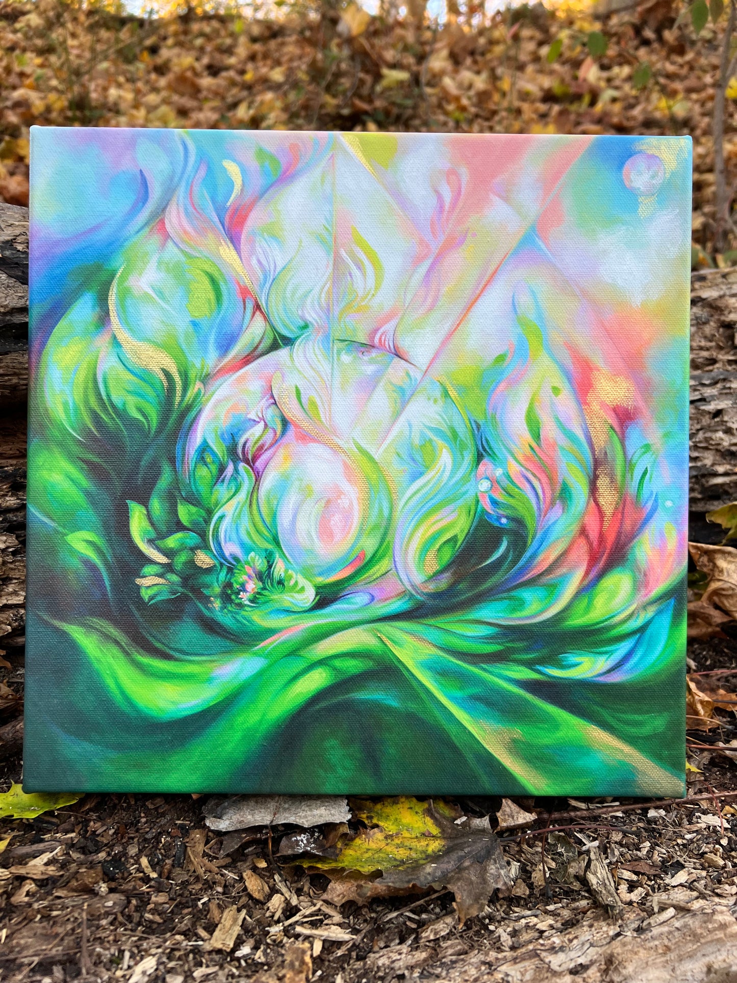 Gaian Light: Hand Embellished Canvas Print