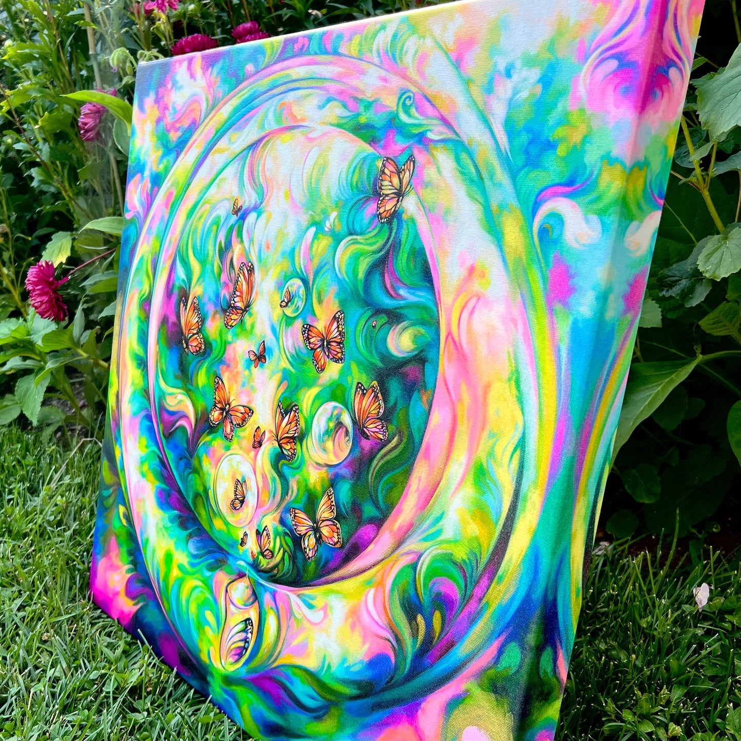 A Kaleidoscope of Wings: Hand Embellished Canvas Print