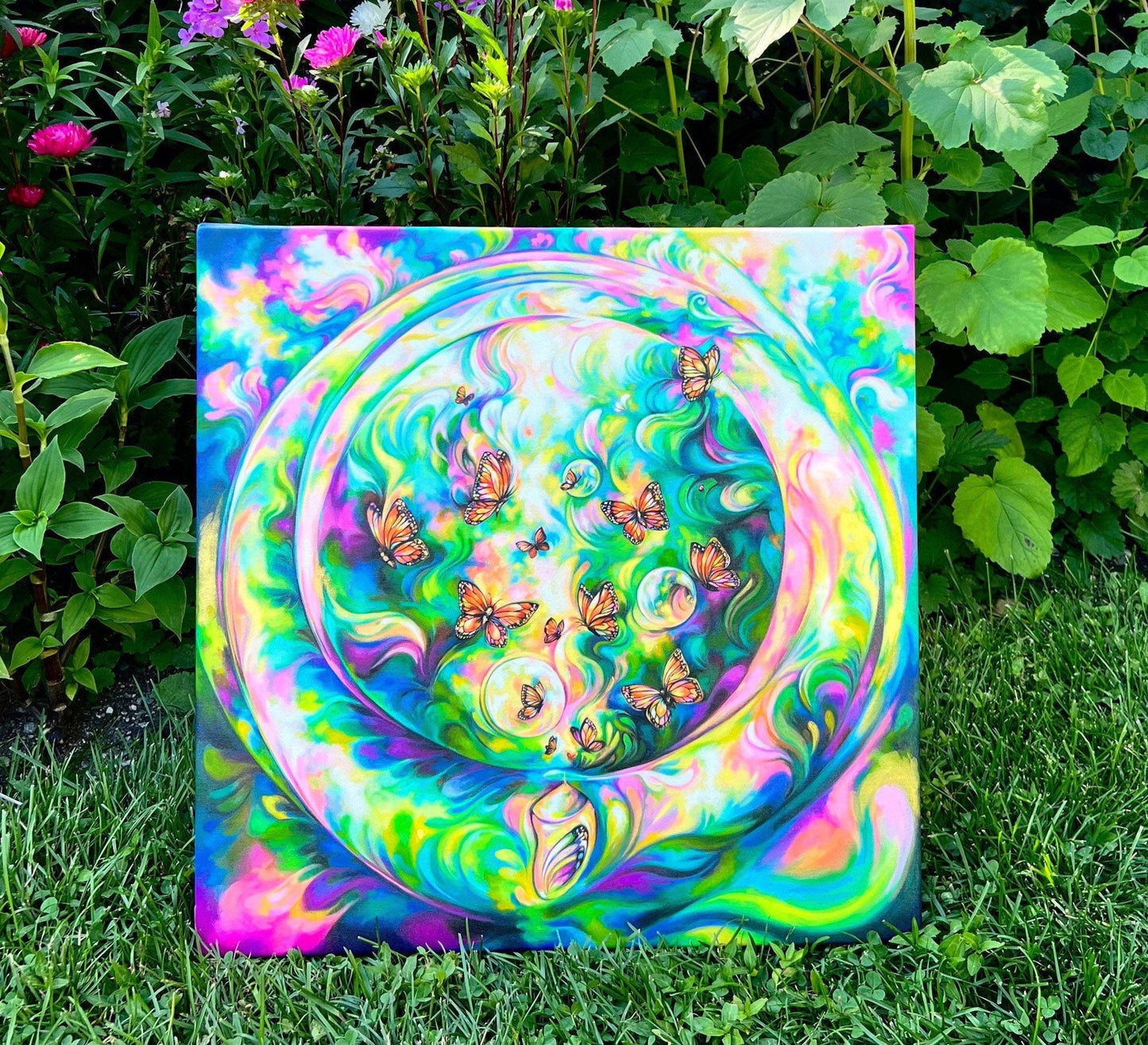 A Kaleidoscope of Wings: Hand Embellished Canvas Print
