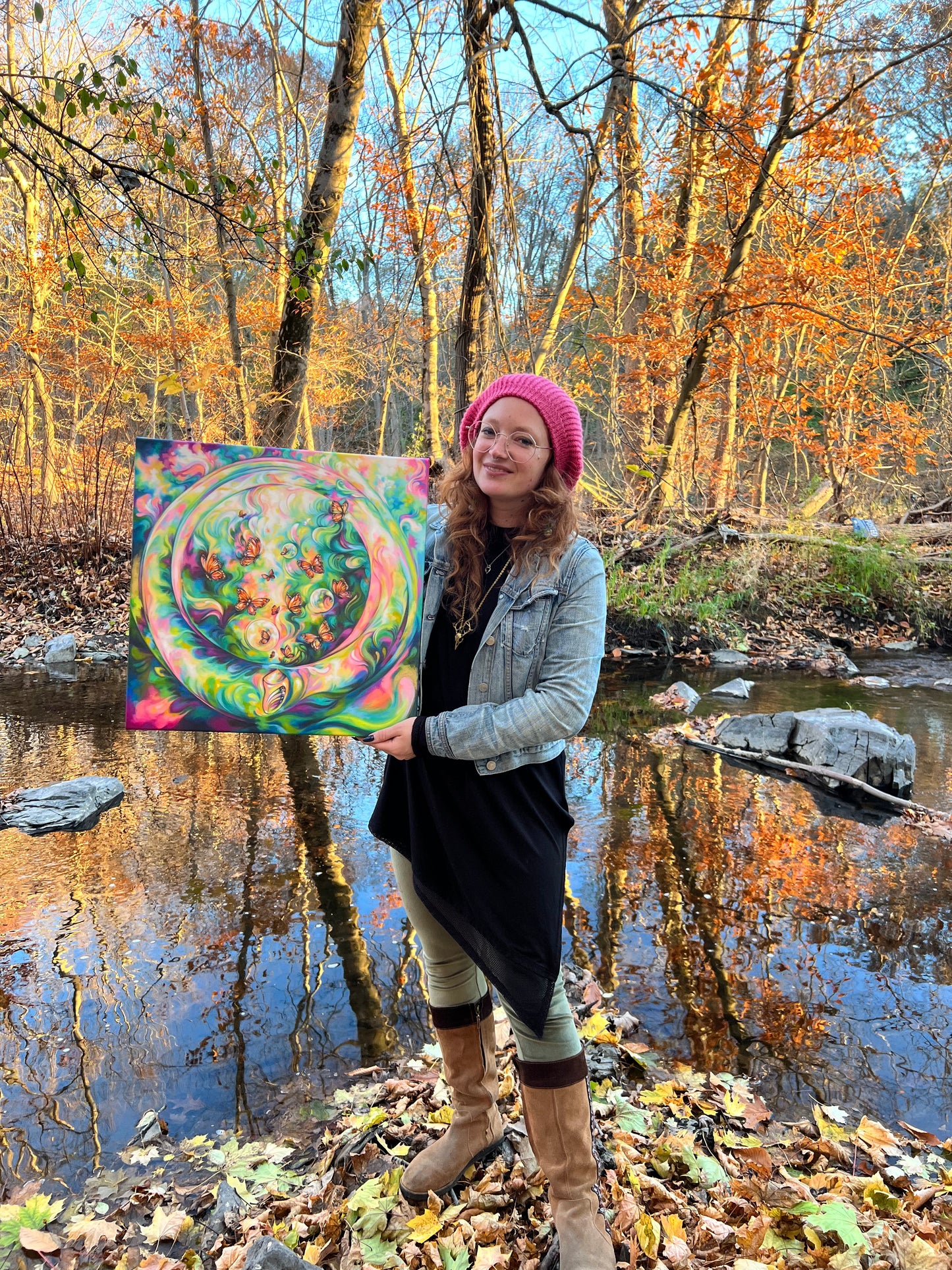 A Kaleidoscope of Wings: Hand Embellished Canvas Print
