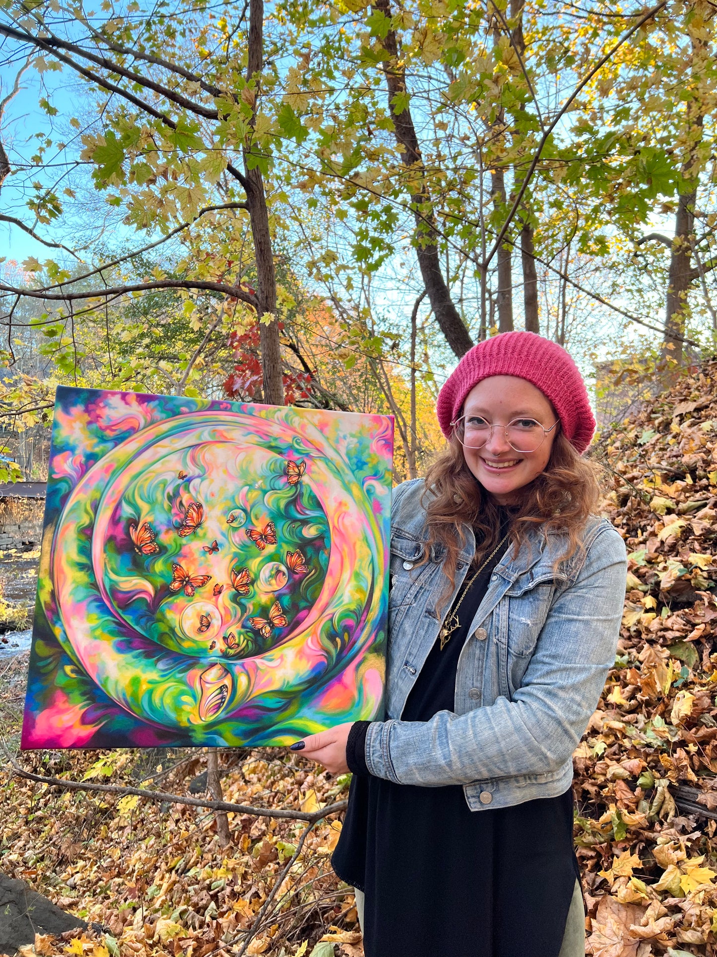 A Kaleidoscope of Wings: Hand Embellished Canvas Print